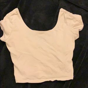 Tan, crisscross back crop top